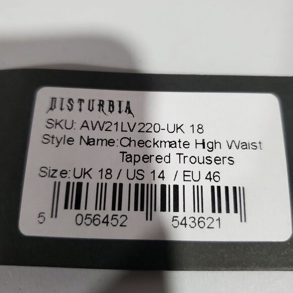 Disturbia Checkmate High Waist Tapered Trousers Pants Women Size US 14 NWT - Picture 10 of 16